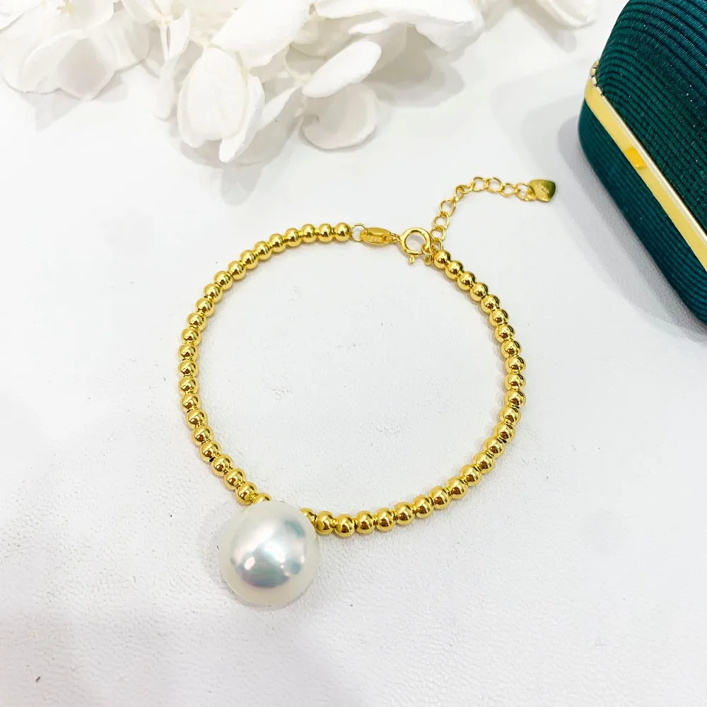 

DIY Pearl Accessories S925 Sterling Silver Bracelet Empty Support Fashion Gold Silver Bracelet Fit 7-12mm Circle S113