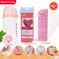Unisex Roll-on Wax Kit - Professional Hair Removal with Heater, 3-in-1 Body/Face/Bikini Use, Hypoallergenic Formula At-Home Kit