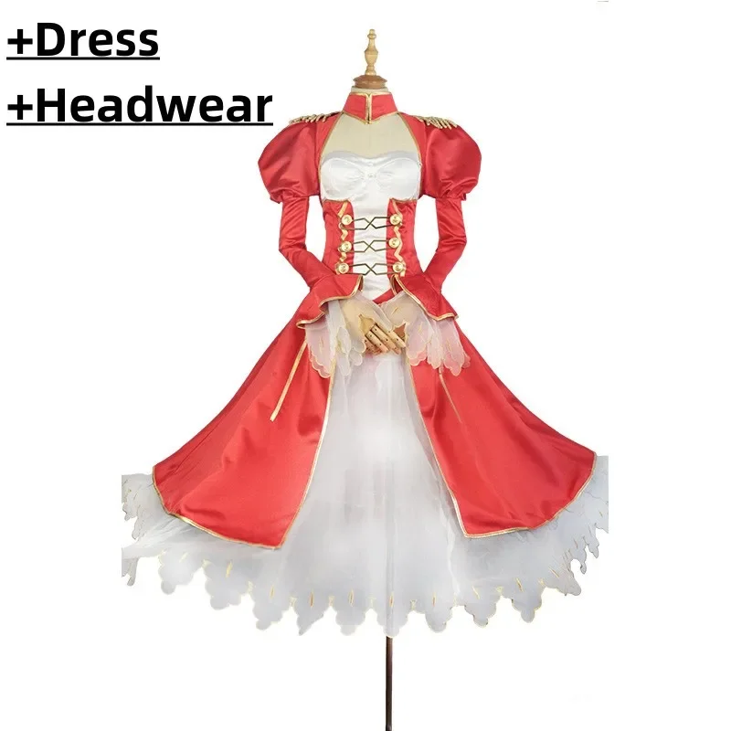 Anime Game Fate EXTRA Nero Claudius Caesar auminus Germanicus disfraz de Cosplay peluca vestido de noche rojo mujer Sexy traje d