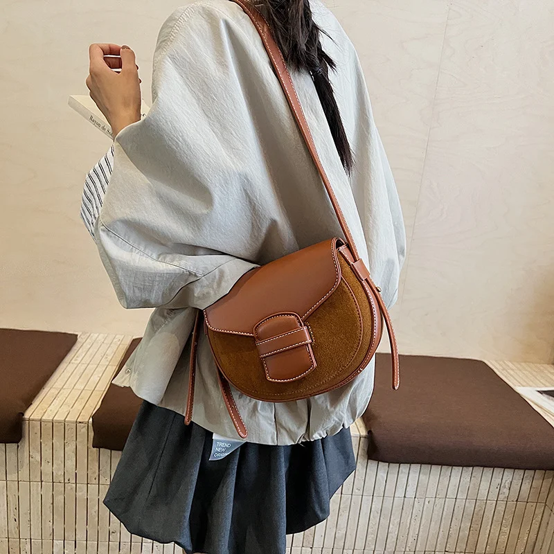 

Осень-зима, женские маленькие сумки через плечо из нубука, замшевая сумка через плечо в стиле ретро из искусственной кожи, темпераментная универсальная сумка