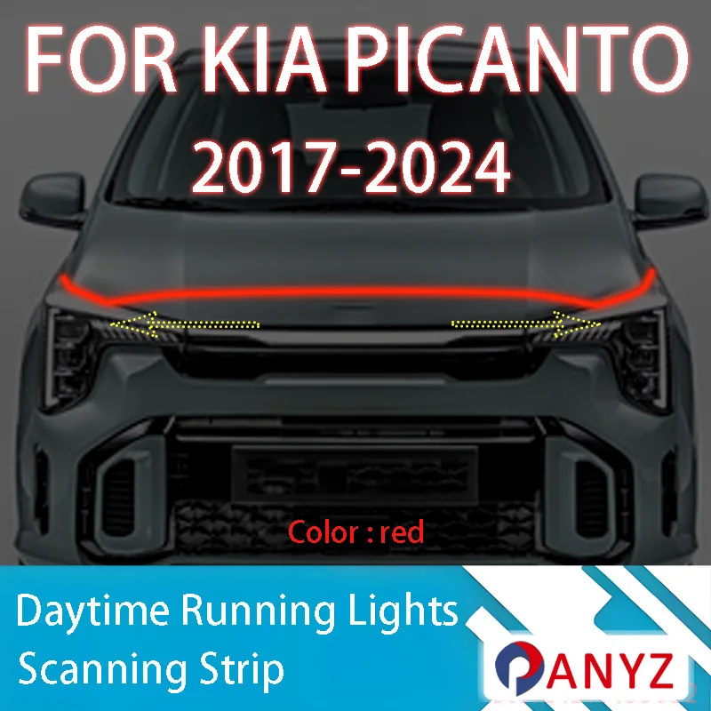FOR Kia PICANTO 2017-2024 New upgrade LED Daytime Running Light Scan Starting Car Hood DRL Guide Decorative Ambient Lamp 12V