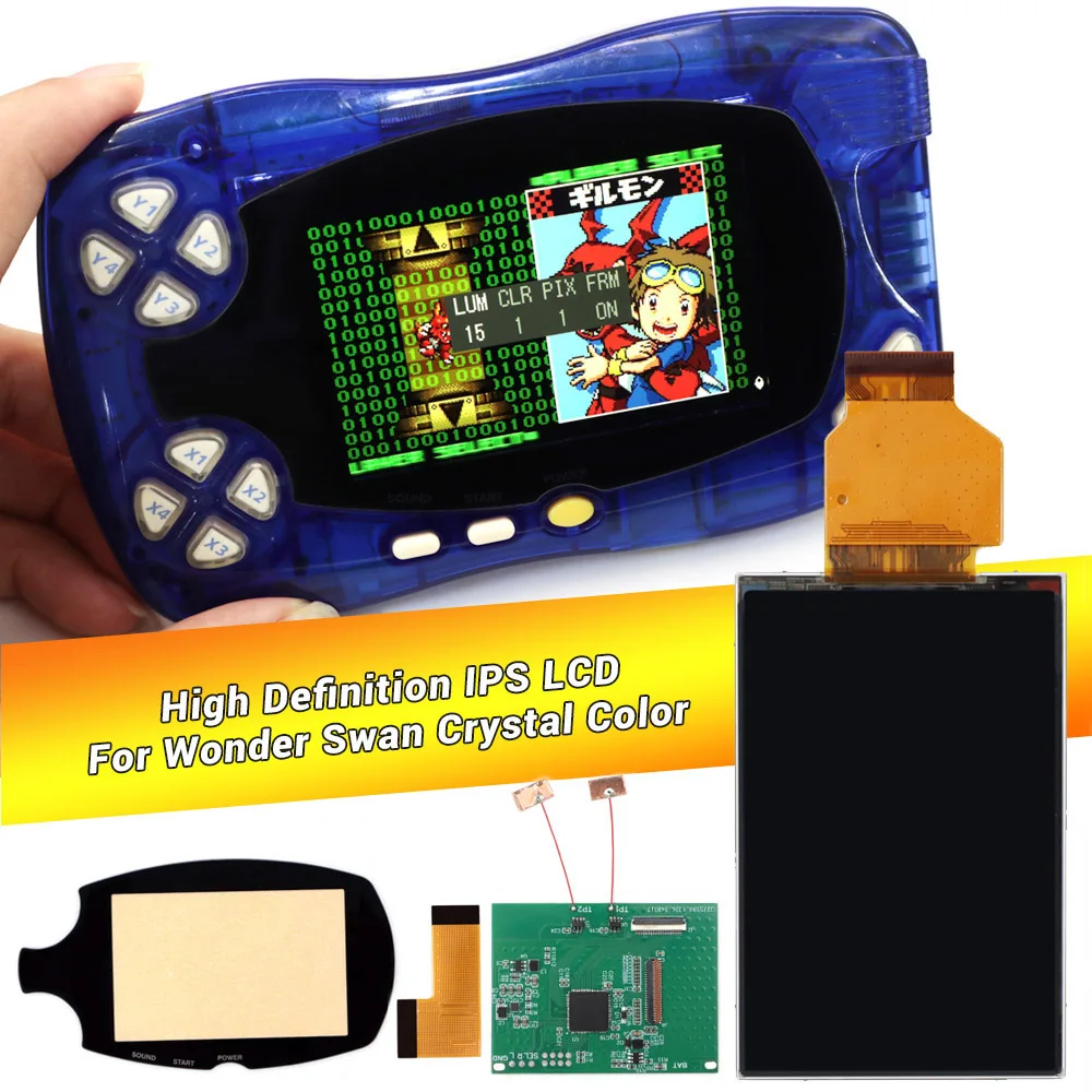 

HD Retro Pixel IPS Display High Light Backlight IPS LCD Screen Mod For Bandai Wonder Swan Crystal Color For WSCC Console