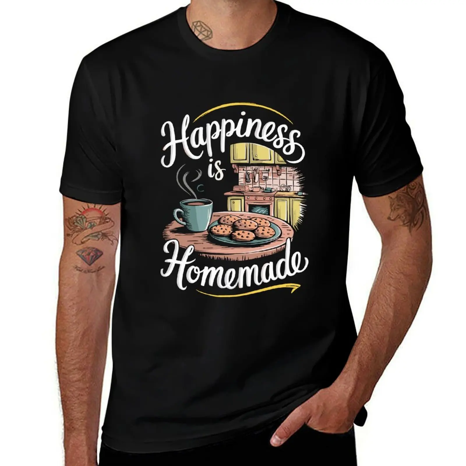 

Happiness Is Homemade Cozy Kitchen Vibes With Coffee and Cookies T-Shirt Luxury man Short sleeve tee outfits for men