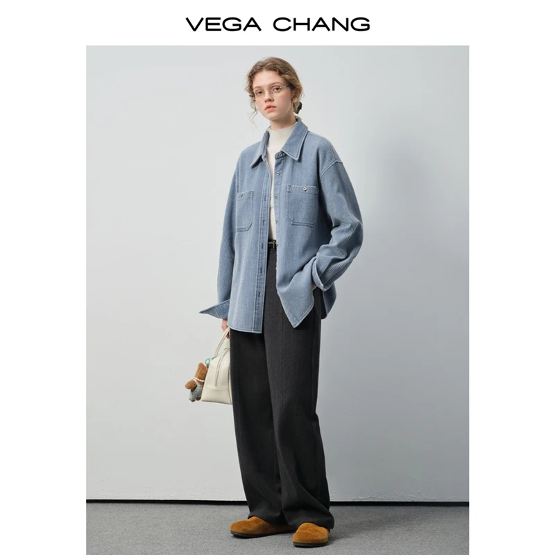 Vega Chang Nova camisa feminina de veludo solto de inverno