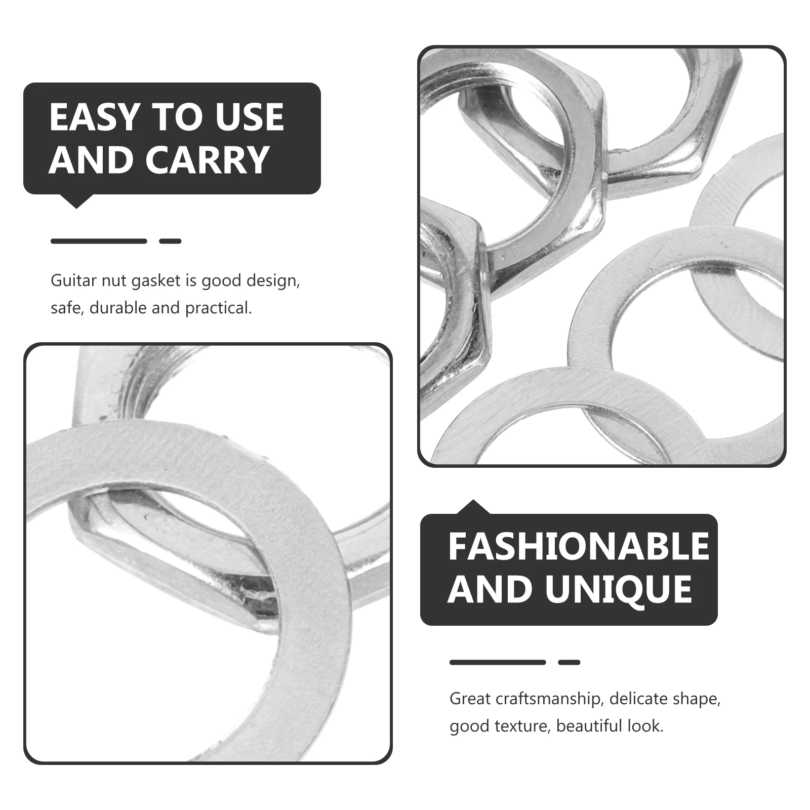 

10 set Nut Gasket Set Alloy Durable Replacement Input Jack Socket Nut Guitar Parts 6.35Mm Electric Guitar Accessories