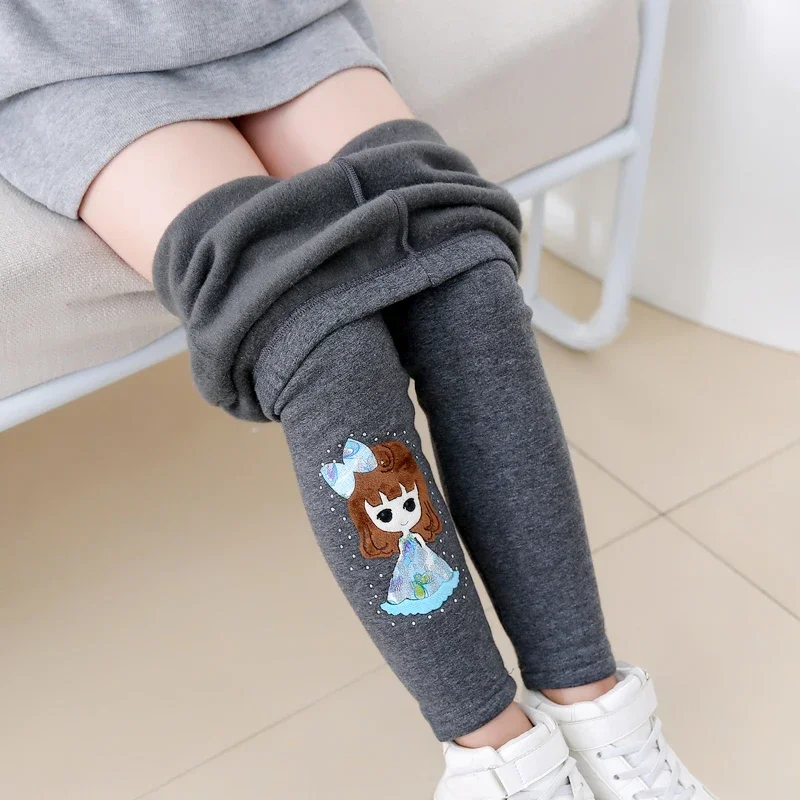 High Quality Winter Autumn Thick Warm Girls Leggings Kids Pants Children Winter Trousers Elastic Cartoon Pattern Leggings Girls