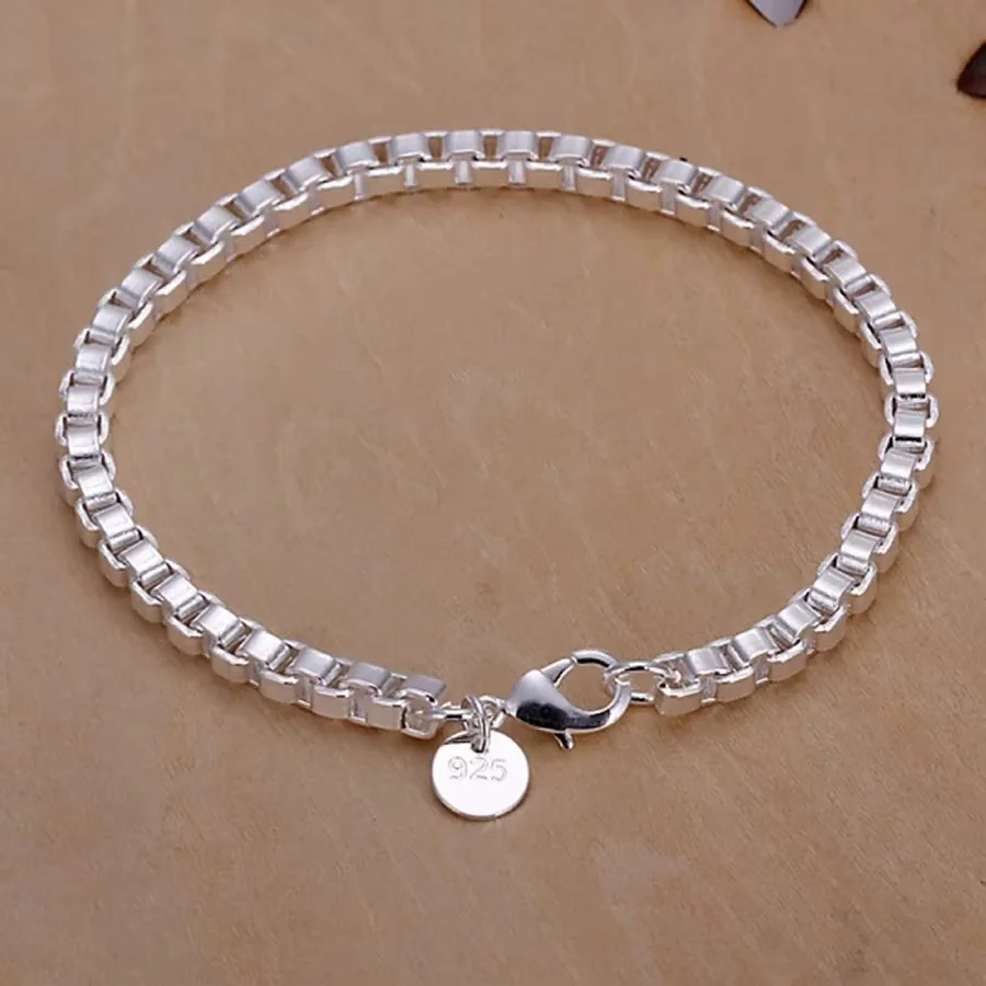 Factory Price 925 Sterling Silver Jewelry Fashion Women Bracelets 4MM Chain Nice Wedding Men Gifts H172