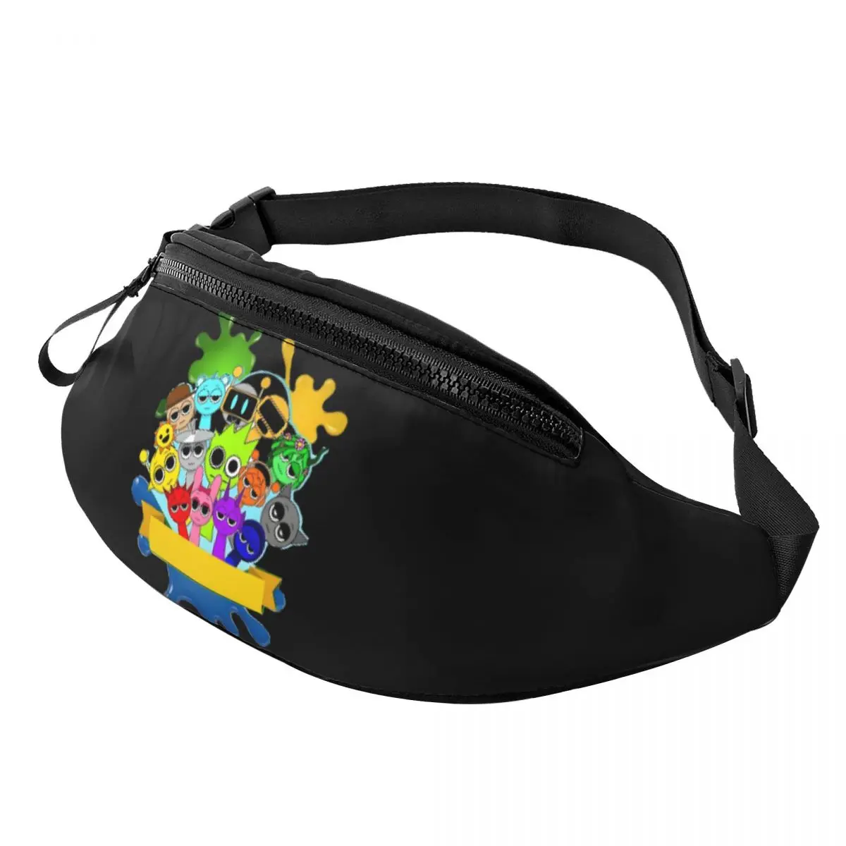 

Custom Sprunki Fanny Pack Men Women Music Game Crossbody Waist Bag for Running Phone Money Pouch