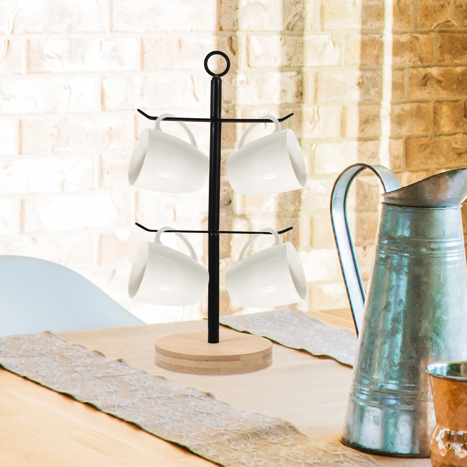 

Vertical Tumbler Lid Rack Kitchen Stand Freestanding Mug Holder Metal Desktop Countertop Organizer Lids Storage Home Practical
