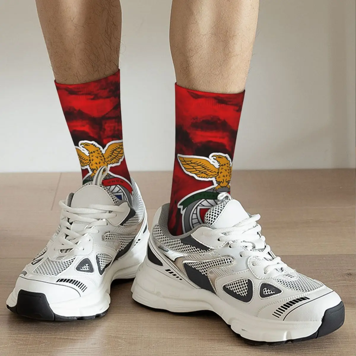 Crazy compression SL BENFICA Sock for Men Vintage Quality Pattern Crew Sock Novelty