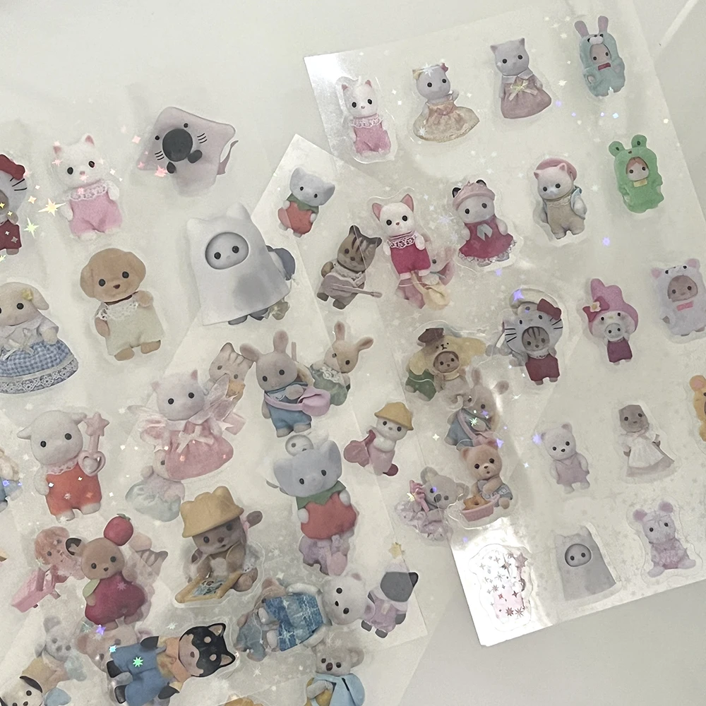 Sylvanian Mini Cartoon Confezione di adesivi kawaii impermeabili Accessori anime