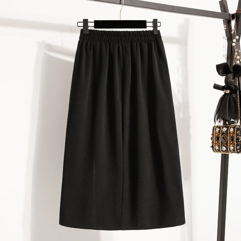 

Осень-зима, юбка трапециевидной формы средней длины, 2022, большие размеры, элегантные асимметричные юбки с разрезом, женские костюмные юбки большого размера с высокой талией