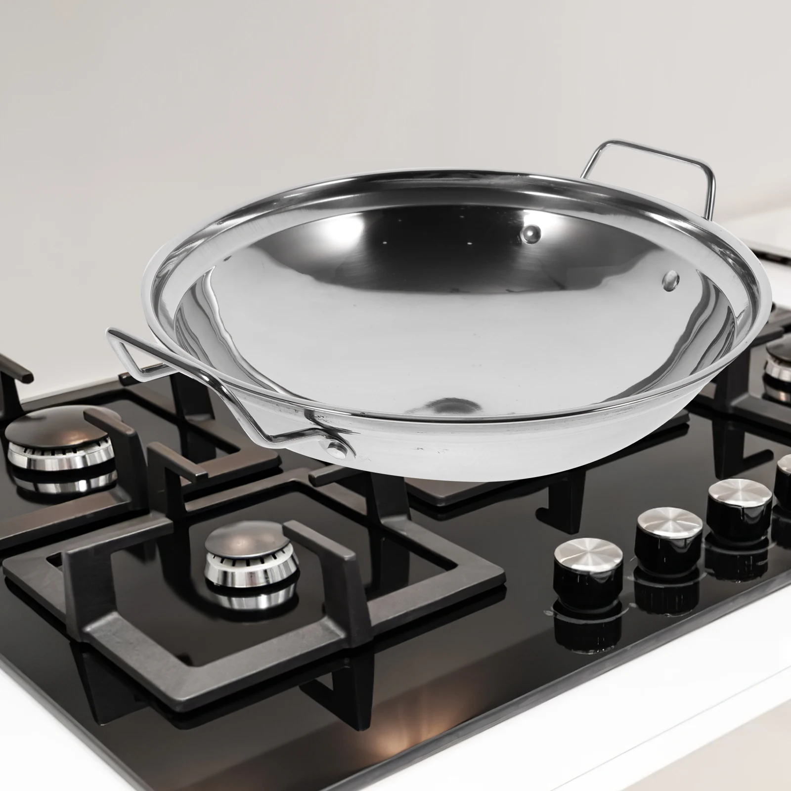 

1 Set Stainless Steel Dry Pot Double Handle Non-Stick Cooking Gadget For Hot Pot Seafood Stove Kitchen Utensil Food Making Tool