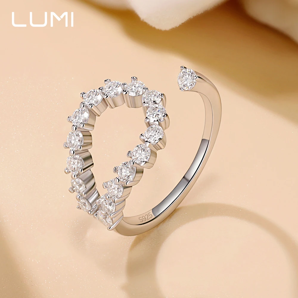 

Unique Curved Teardrop Original Moissanite S925 Silver Ring Perfect Gifts for Women Party Anniversary Birthday Jewelry Present