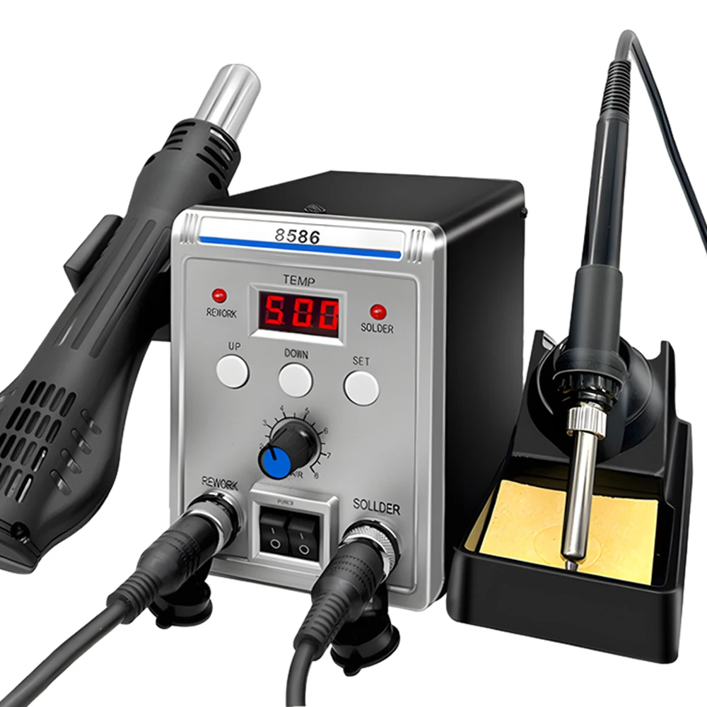 

8586 Soldering Station 2 IN 1 Hot Air Gun Solder Station 220V / 110V 700W Digital Display BGA Rework Welding Repair Tool