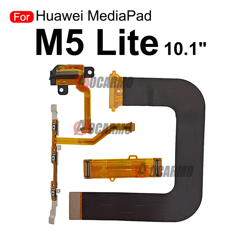 Power Button Flex Headphone Jack + LCD Screen Connection Main Board Flex Cable For Huawei Mediapad M5 Lite 10.1