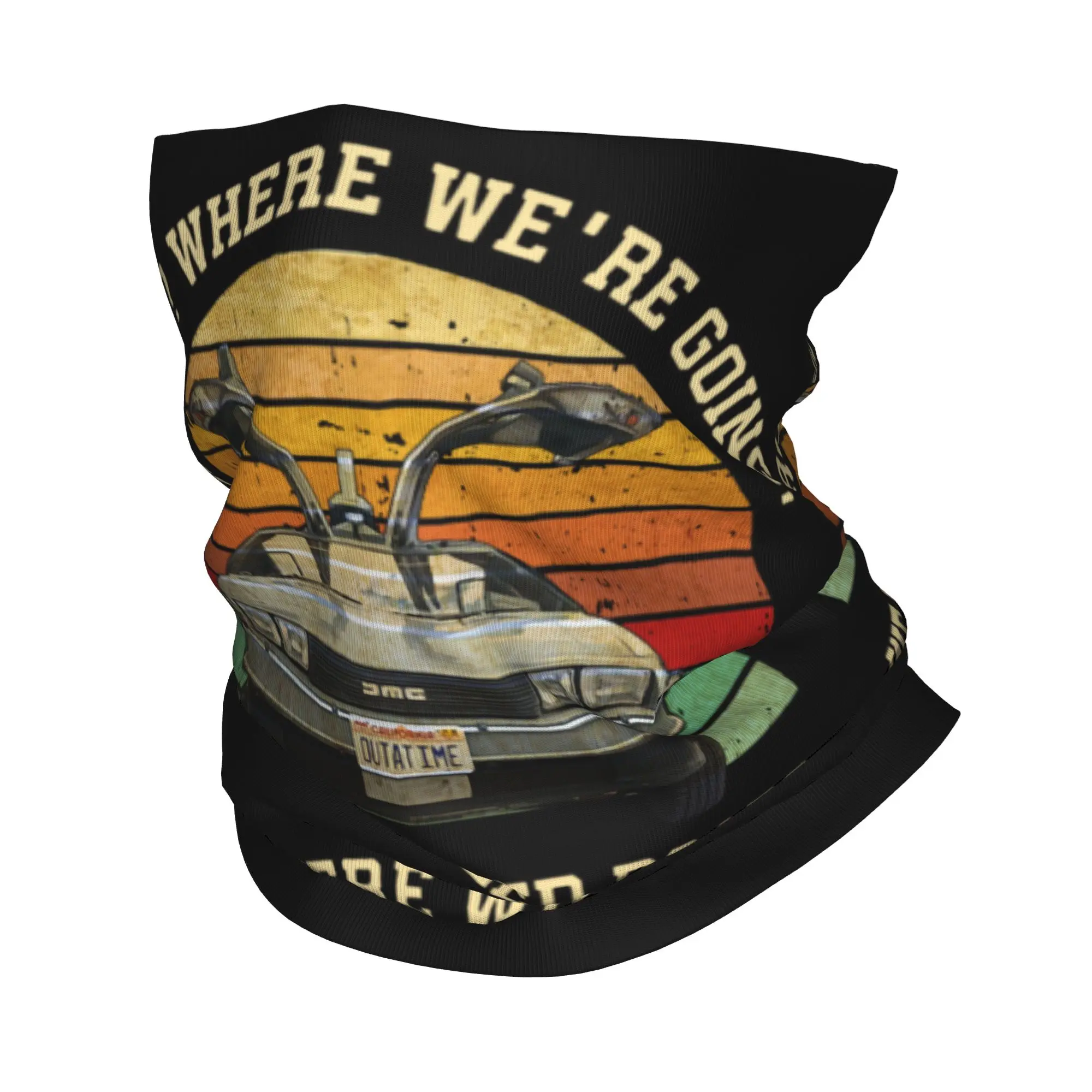 Back To The Future Delorean Car Neck Gaiter Men Women UV Face Shield Winter  Bandana Scarf for Cycling