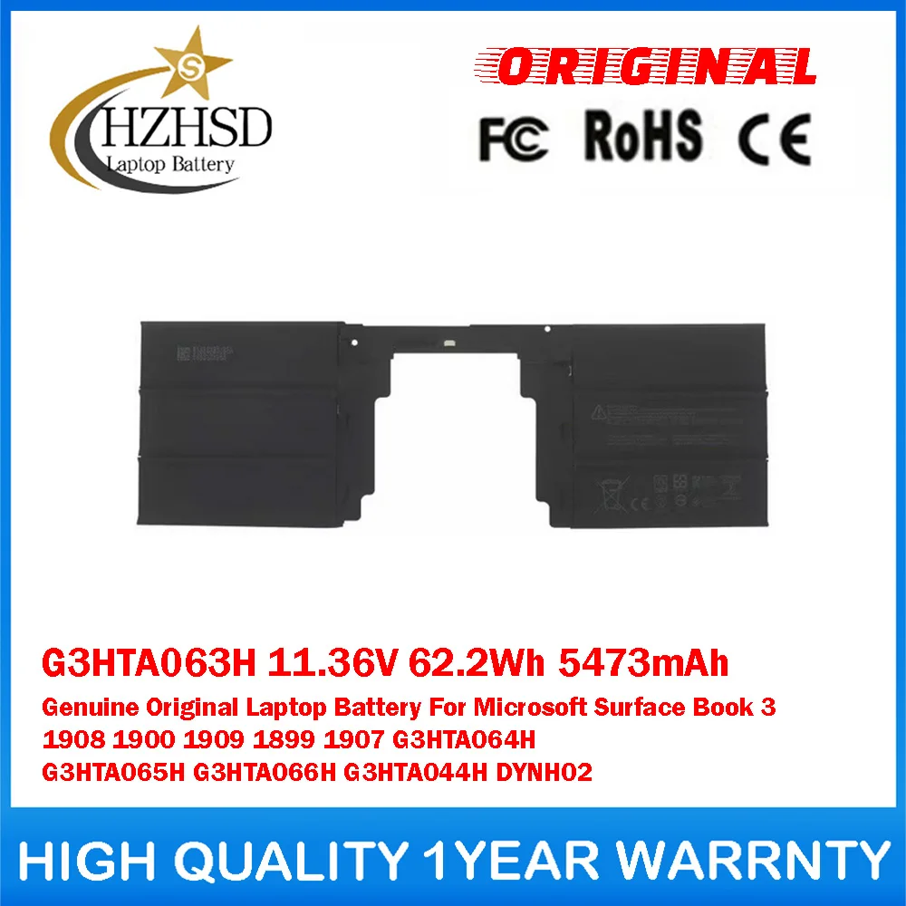 

G3HTA063H 11.36V 62.2Wh 5473mAh Genuine Original Laptop Battery For Microsoft Surface Book 3 1908 1900 1909 1899 1907 G3HTA064H