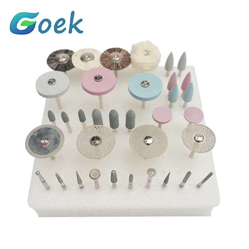 35pcs/Set Dental Popular HP Kit  for Grinding or Polish Ceramics Porcelain Diamond Burs Brush Dentist Lab Tool Materials