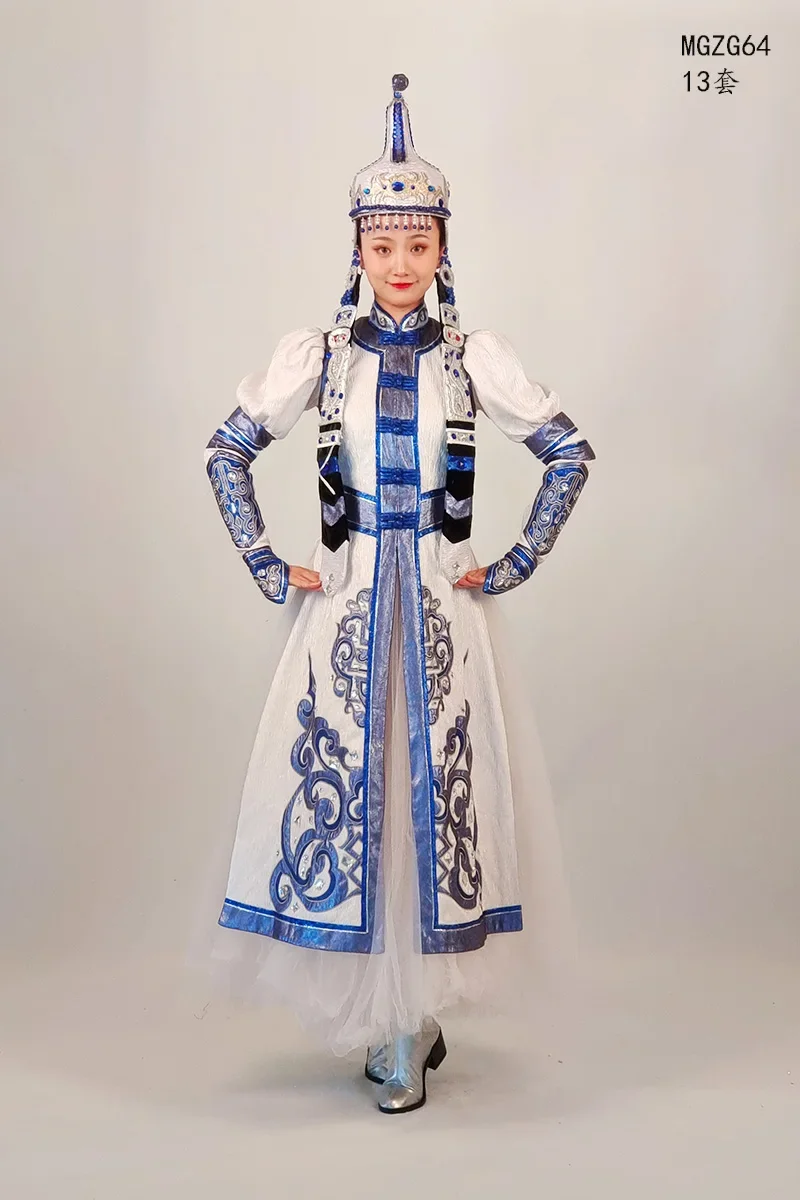 

Костюм для танцевальных экзаменов 2026: женский, взрослый, монгольский танцевальный костюм, короткая юбка-халат, цельный комплект