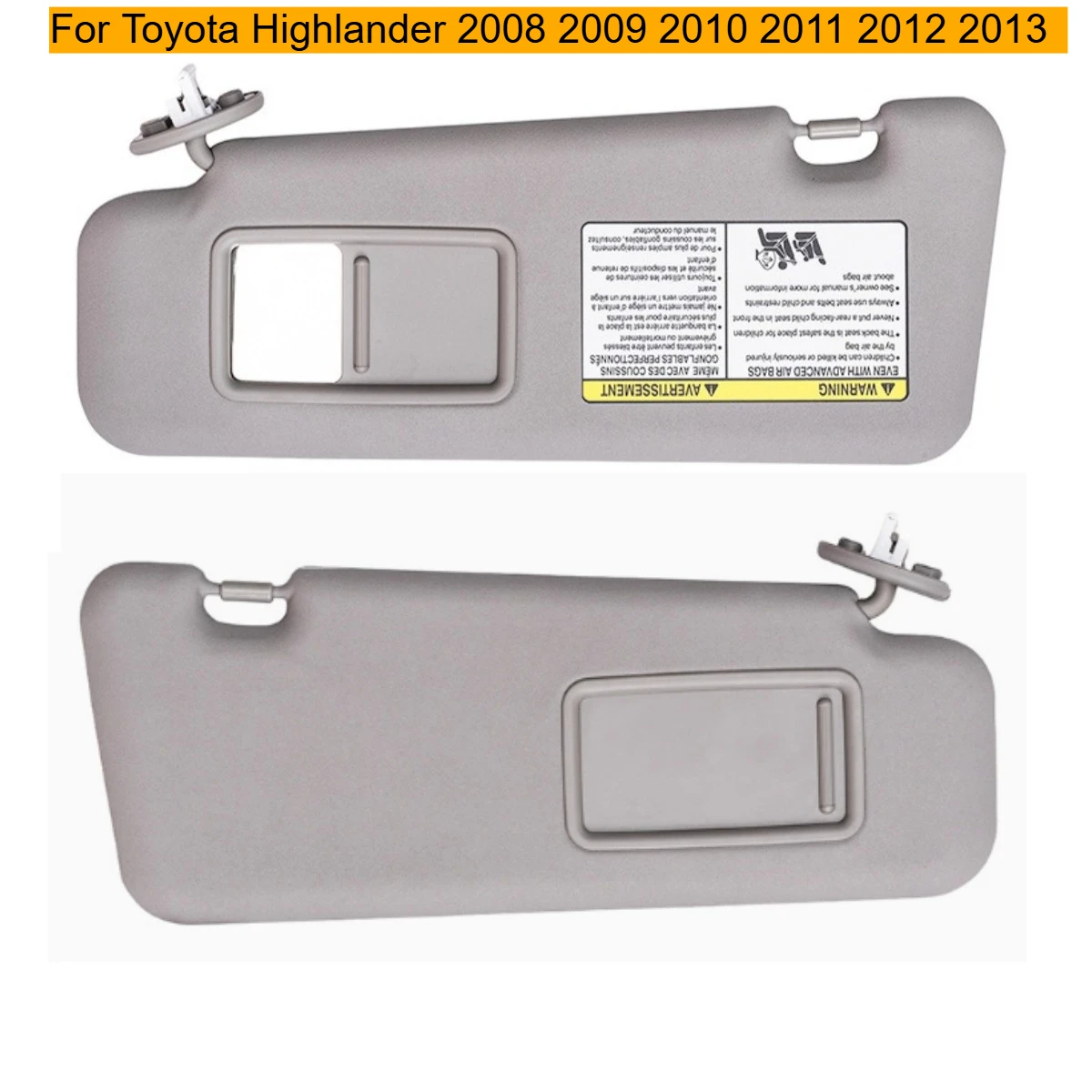 

Left & Right Sun Visor with Light For Toyota Highlander 2008 2009 2010 2011 2012 2013 Driver Side Sunvisor Shade 74320-48500-E0