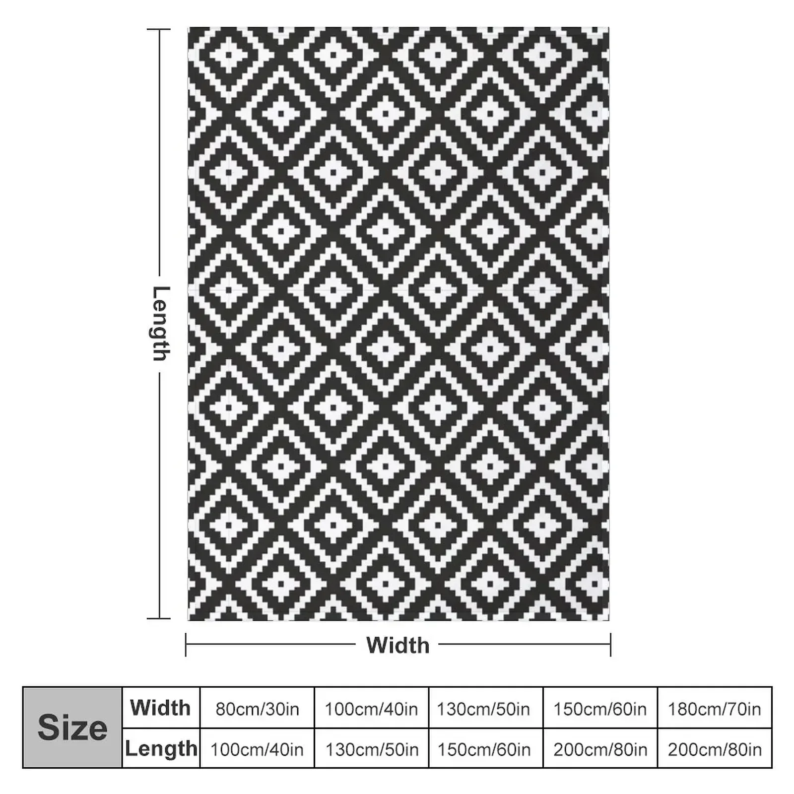 Aztec - White on Black Throw Blanket Thins blankets and throws Baby Sofas Decorative Sofas sofa bed Blankets