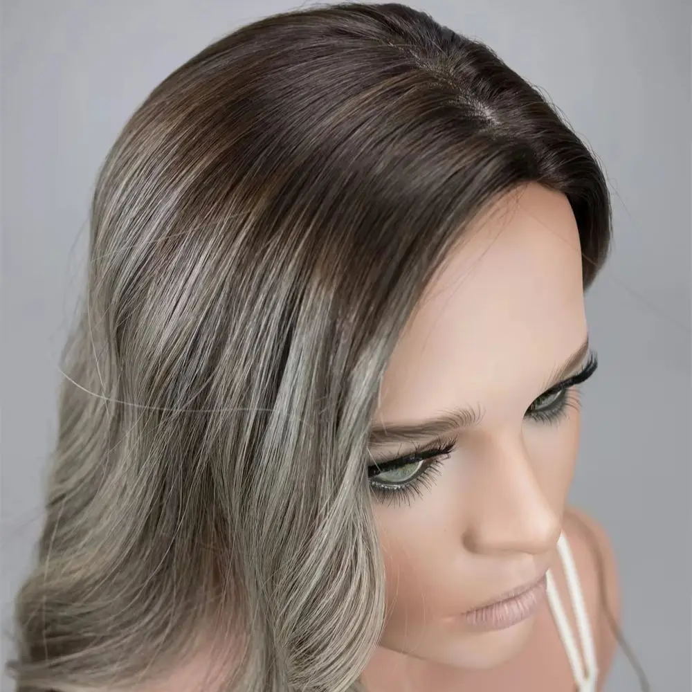 Ombre Ash Brown Blonde 13*4 Soft HD Lace Front Wig High Quality Synthetic Wigs Natural Preplucked Hairline with Baby Hair 24''