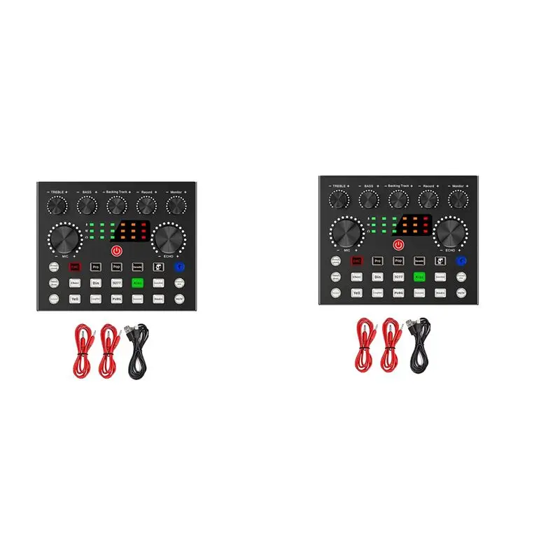 QWE-2X V8S Live External Sound Card Voice Changer Sound Card With Multiple Sound Effects