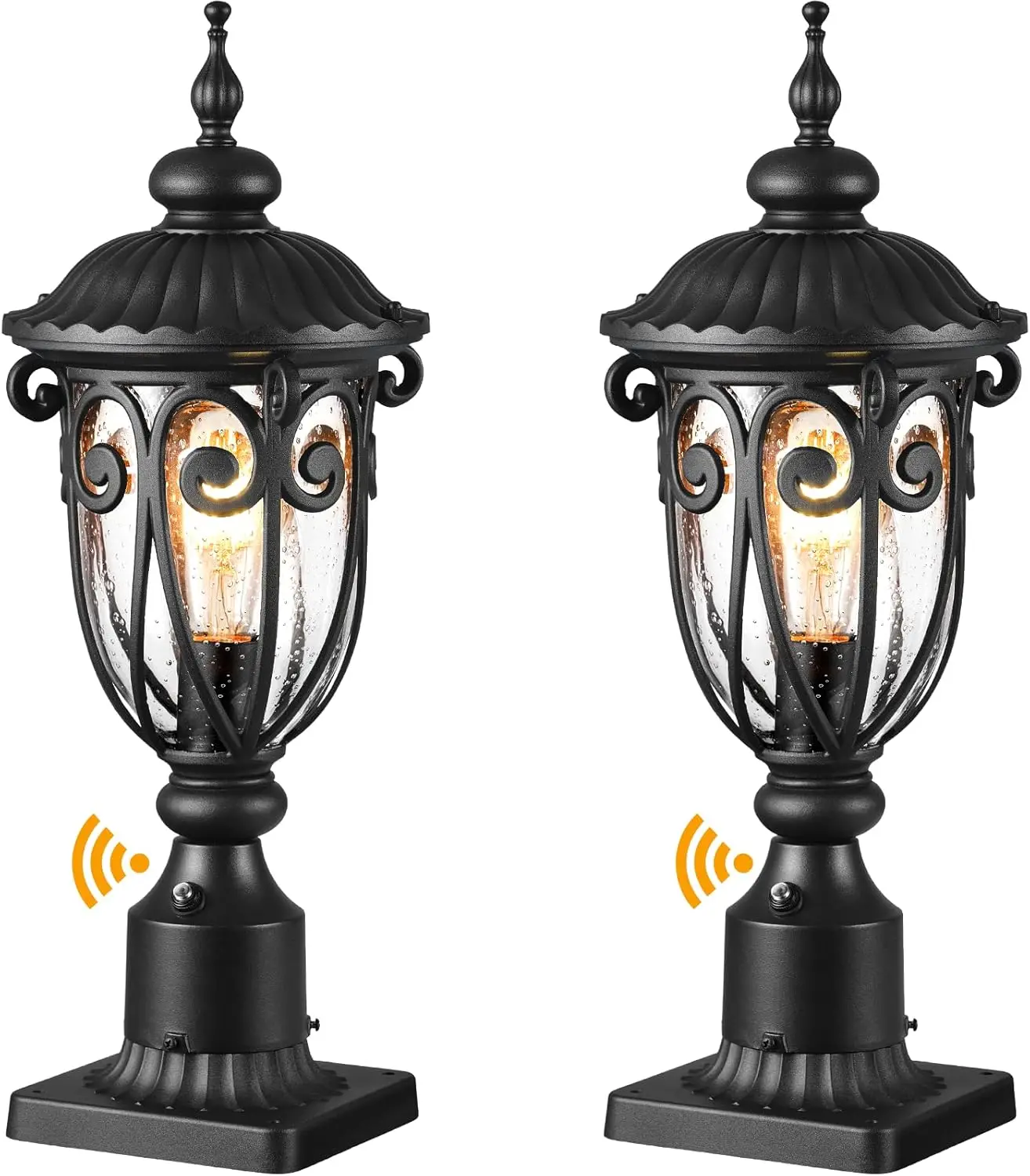 

Наружные фонари, черные алюминиевые стойки для ламп со стеклом, водонепроницаемость, крепление на пирсе, упаковка из 2 шт. (проводная проводная связь 220 В)