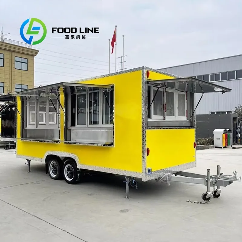 

Fryer-Grill Mobile Food Truck - French Fries Hotdog Coffee Waffle Equipped Street Kitchen Catering Trailer Customized