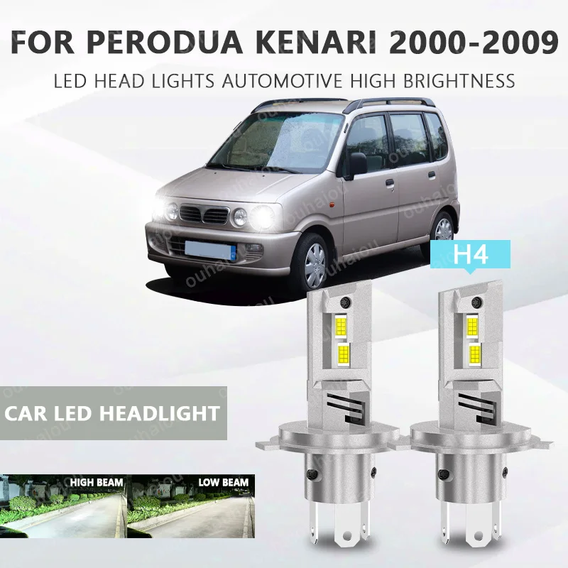 

2Pcs H4 LED Headlight LED Lights Head Lamp for Car LED Headlight Bulb with heat sink For Perodua Kenari 2000-2009