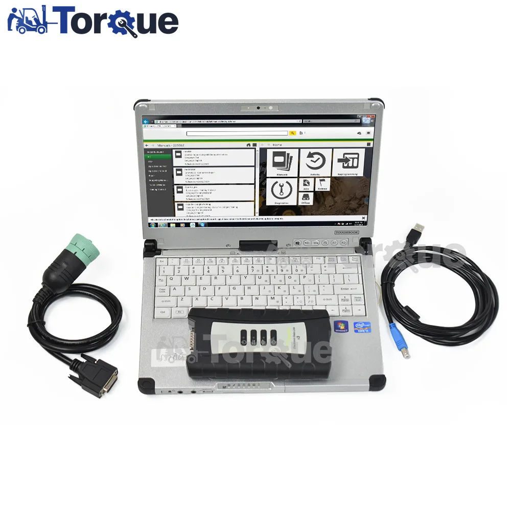 V5.3 J-D EDL V3 Diagnostic Adapter Construction Agriculture Tractor Loader Diagnostic Tool +Toughbook CF C2 Laptop