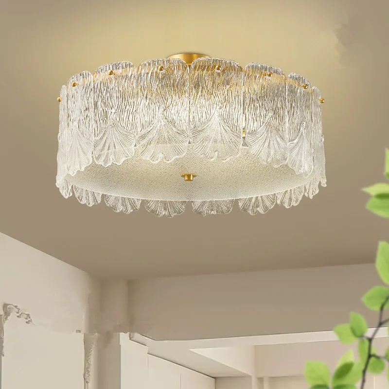 Light Luxury Master Bedroom Ceiling Lamp French Post-Modern Minimalist Creative Round Designer Living Dining Room Crystal Glass