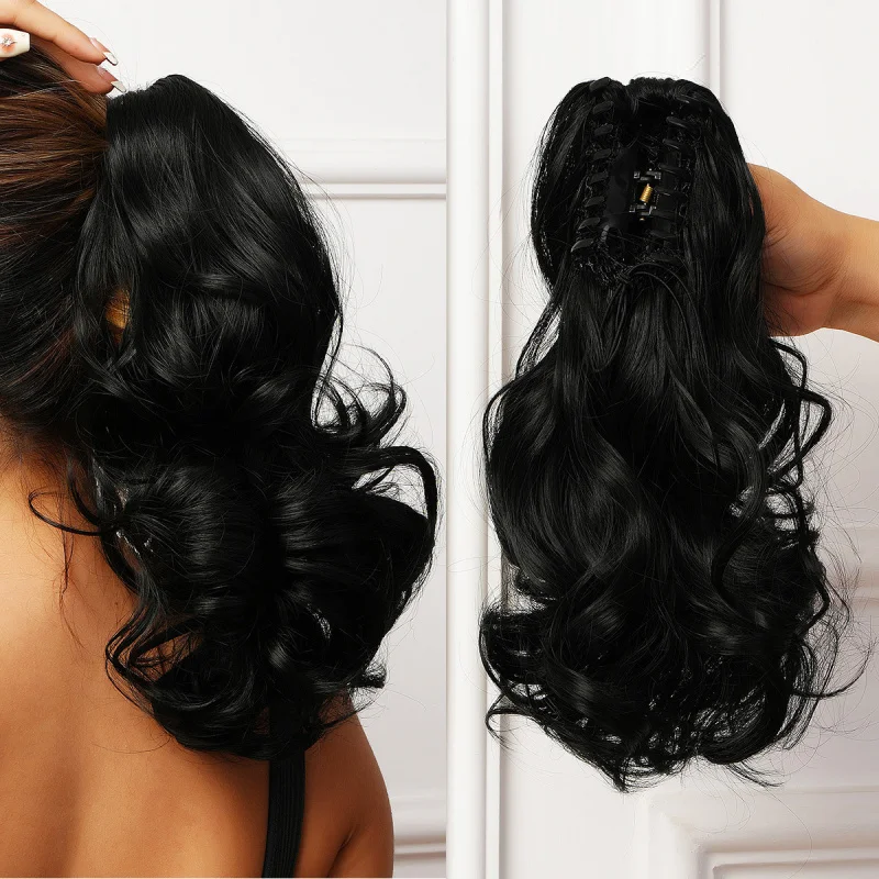 European and American Fashion Classic Versatile Natural Black Women's Short Curly Wig High Temperature Fiber Ponytail