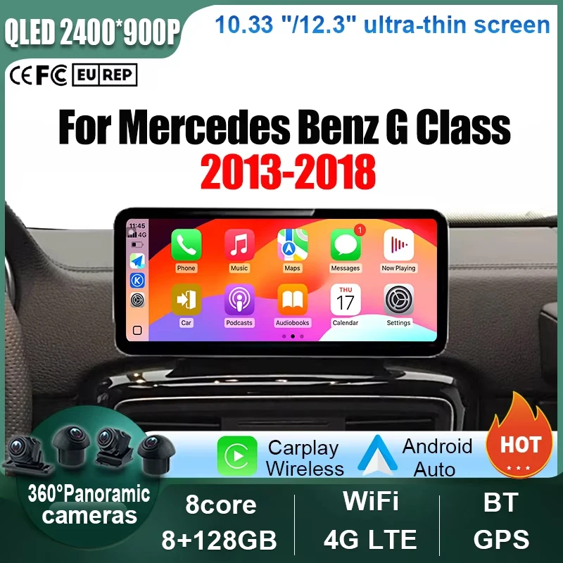 

QLED 12.3Inch Android 14 For Mercedes Benz G Class 2013-2018 Car Radio Multimedia Video Player 4G WIFI Nagation GPS BT DSP