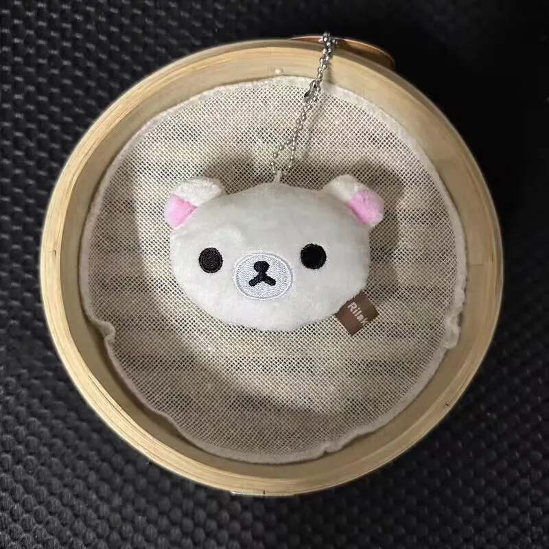 Cute Rilakkuma Korilakkuma Bear Head Face Plush Mascot Keychains Key Chain Keyholder Keyring Bag Small Pendant Kids Gifts Toys
