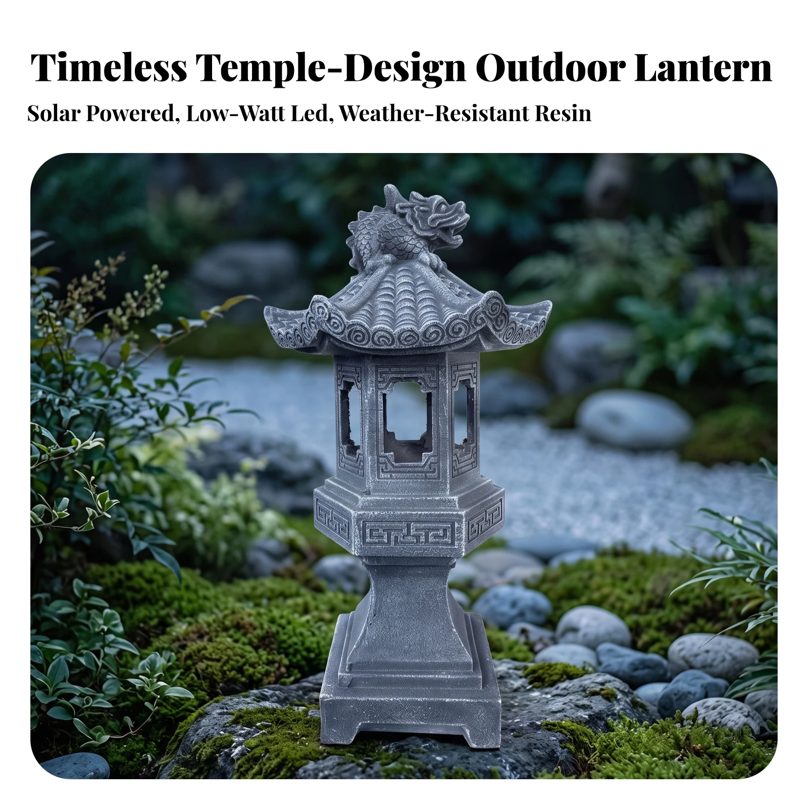 Pagoda Lantern with LED Light Weather-Resistant Pagoda Lantern Garden Statue Long-Lasting for Gardeners, Courtyard, Pathway