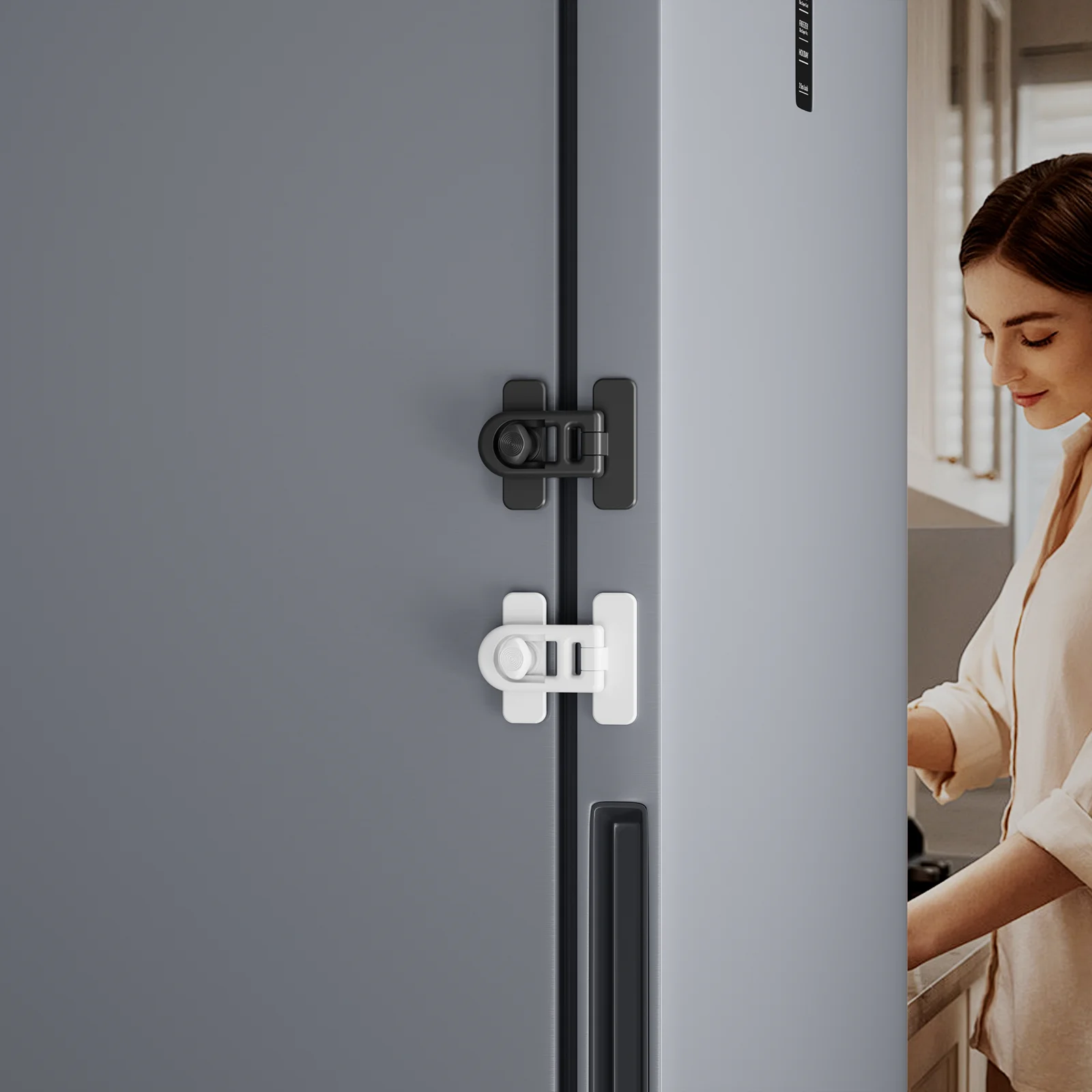 

Refrigerator Door Universal increase Constant Opening Function Gray 2 Pc Safety Latch Lock