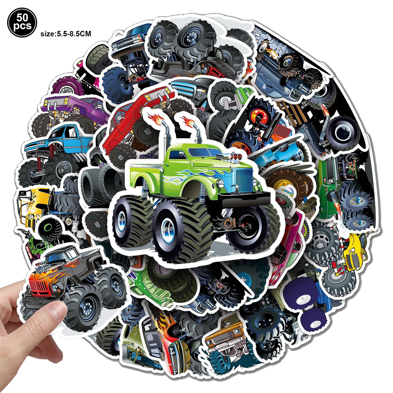 Monster Truck Stickers Truck Car Stickers for Kids DIY Water Bottles Skateboard Suitcase Laptop Sticker Kid Gift Toy Party Favor