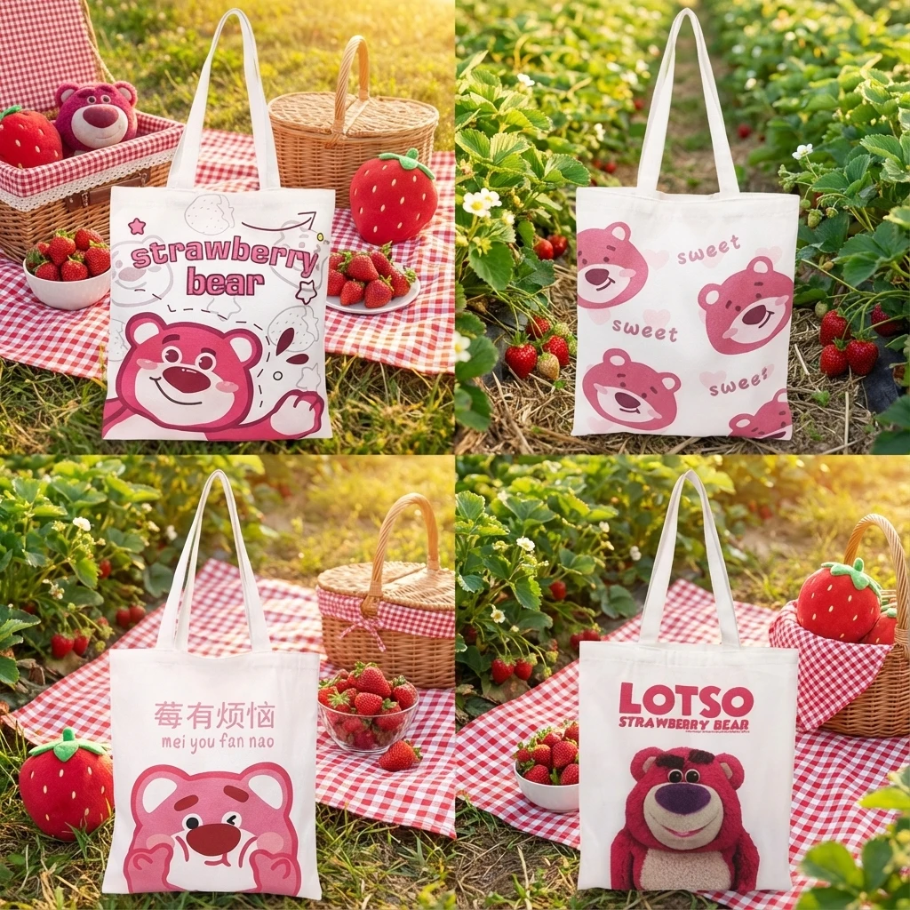 

Новинка 2026, холщовая сумка в корейском стиле, креативная сумка-тоут с принтом лотоса, сумка-тоут в стиле аниме, студенческая сумка на плечо для женщин и девочек