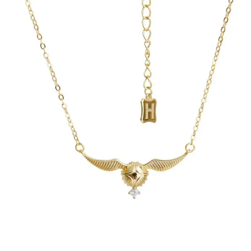 Collar con Colgante de Snitch Dorado de Harry Potter, Cadena para Clavícula Exquisita, Joyería de Moda, Regalo de San Valentín para Mujer