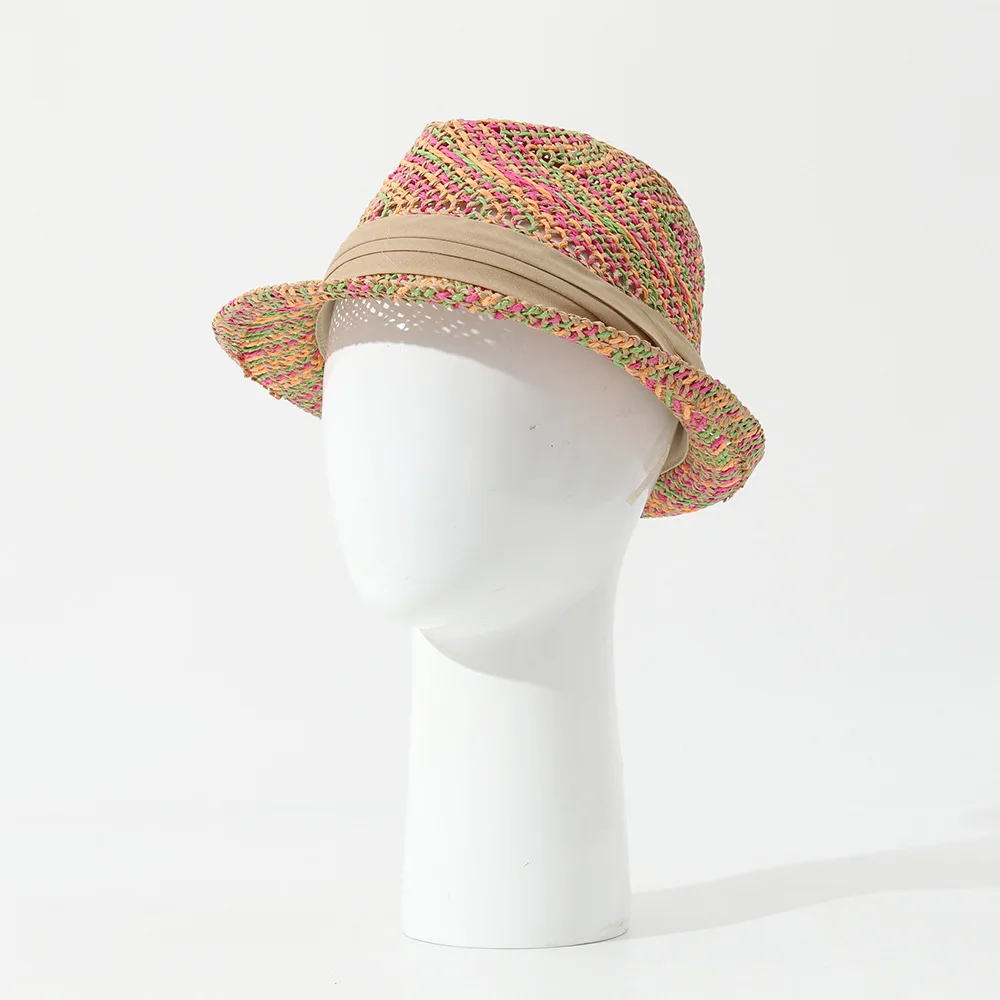 chapeau-jazz-chapeau-panama-en-paille-arc-en-ciel-fait-main-au-crochet-chapeau-fedora-respirant-pour-l'ete-protection-solaire