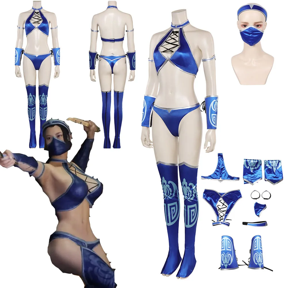 Mortal Kombat 1 Kitana Bikini Cosplay Sexy Lingerie Role Play Costume Jumpsuit Outfits Adult Women Girls Halloween Carnival Suit