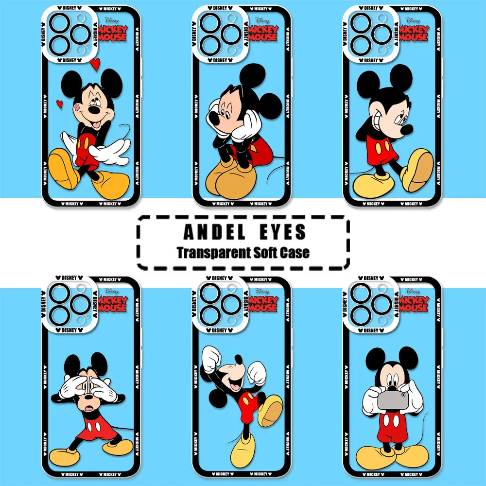 Cartoon Disney Mickey Mouse Case For Motorola MOTO G73 G72 G71 G60S G53 G52 G32 G30 G22 G9 Edge 40 Pro Plus 5G Transparent Cover