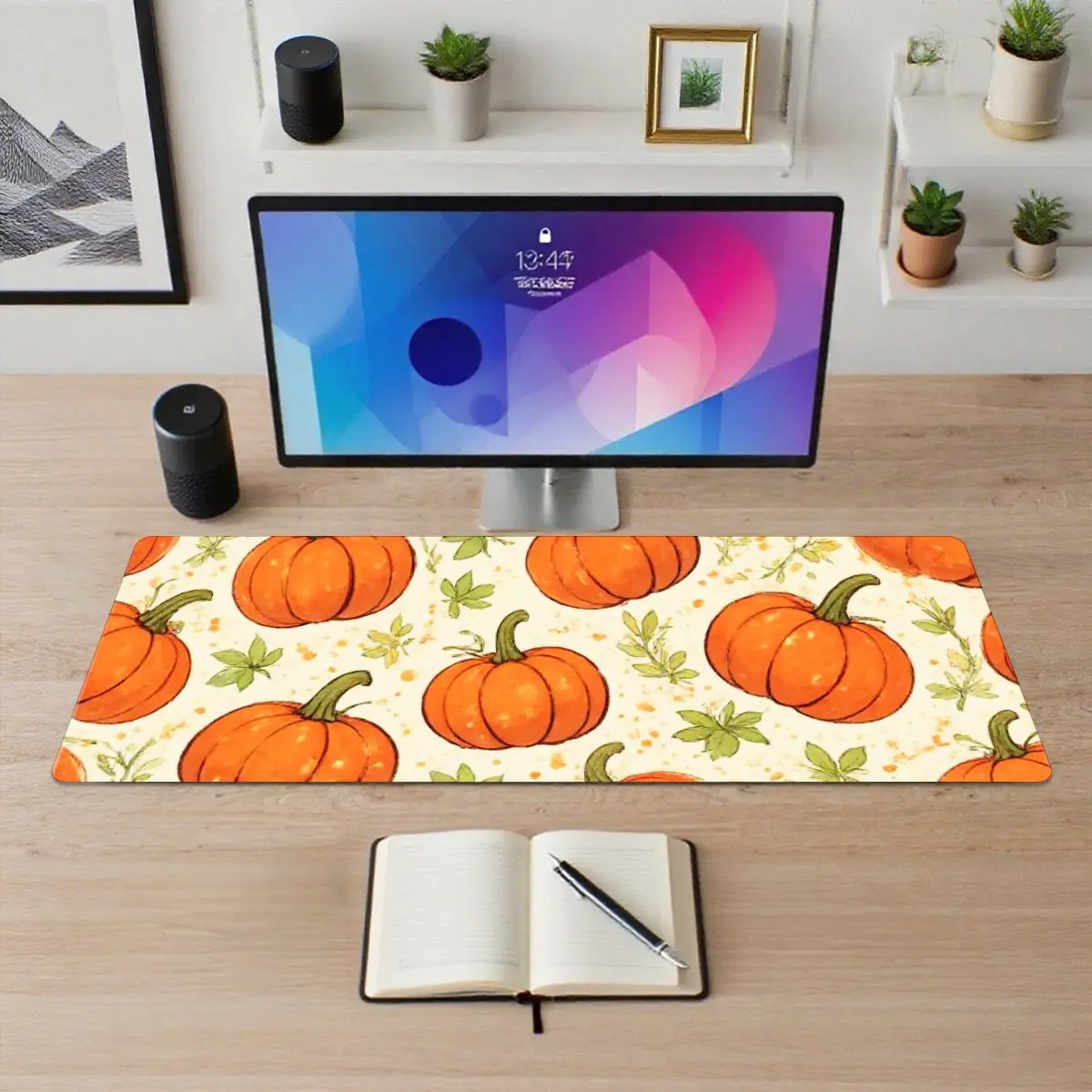 Alas Mouse Kain Anti-Selip yang Nyaman dengan Pola Labu Lucu Bertema Musim Gugur untuk Kantor & Rumah, Hadiah Halloween Thanksgiving untuk Teman