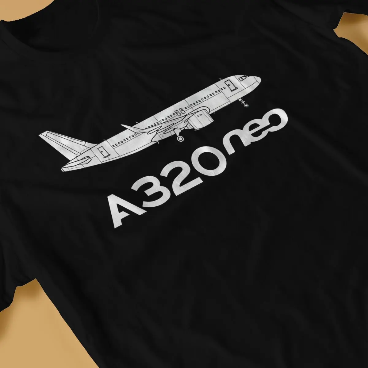 Airbus Creative TShirt for Men A320 neo Black Outline Round Collar Basic T Shirt Personalize Gift Clothes Streetwear