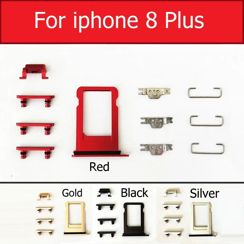 مجموعة كاملة من صينية بطاقة Sim لزر كتم الصوت والطاقة وحجم الصوت مع حلقة مقاومة للماء لهاتف iPhone 7 8 plus X XS MAX XR أجزاء حديد معدنية صغيرة #2