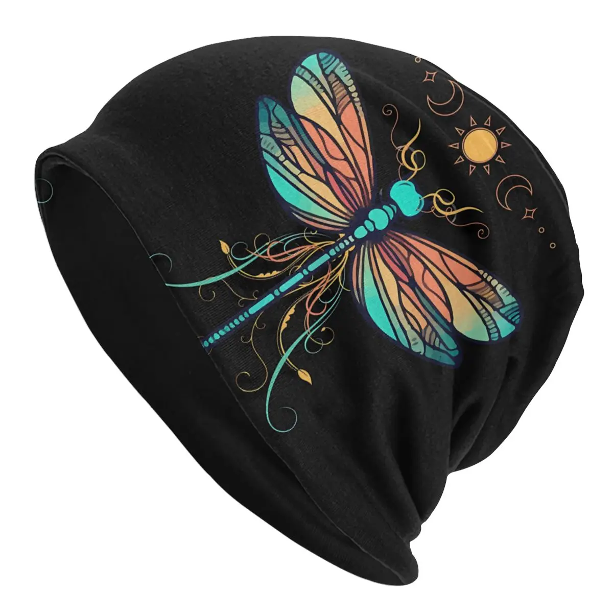 Dragonfly Tattoo Skullies Beanies Caps Colourful Hippy Dragonfly Thin Hat Autumn Spring Bonnet Hats Men Women's Street Ski Cap