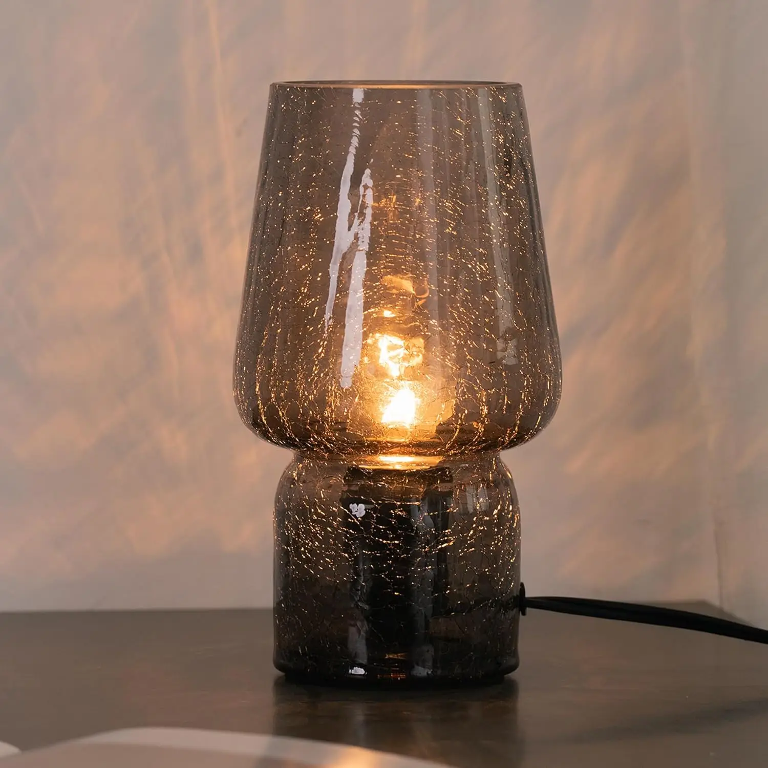 

Mushroom Lamp Small Table Nightstand Mini Cute Glass Translucent Raindrop for Bedrooms Kitchens Girl Gifts Black