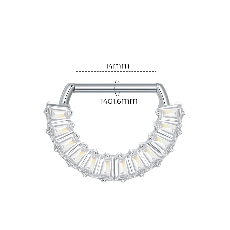 1/5PCS Titanium Nipple Shiled Rings 14G Crystal Zircon Nipple Piercing Jewelry Hinged Segment Nipple Clicker for Women